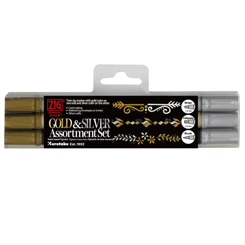 ZIG Twin Tip Gold & Silver 3 set