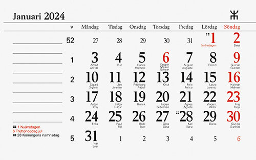Kalender 2024 Månadsblock 144x90 mm FSC