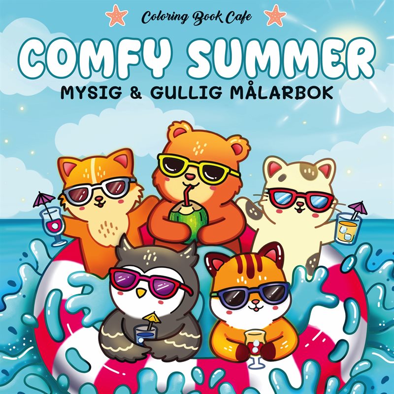 Comfy Summer. Mysig och gullig Cozy Coloring målarbok från Coloring Book Cafe